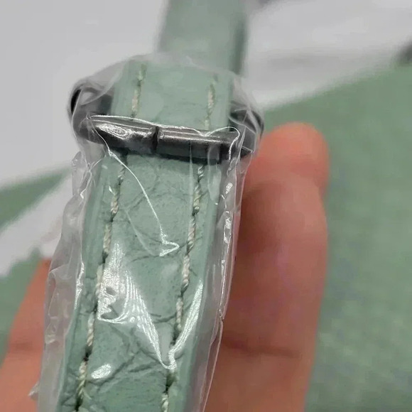 JOY Susan Crossbody Clutch Phyton Print Bag Seafoam Green Zip Pockets Rectangula - Picture 8 of 13